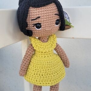 Handmade Crochet Doll with Yellow Scarf